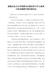 某国企电力公司党委书记理论学习中心组学习发言提纲中国式现代化