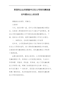 某国有企业党委副书记在公司党风廉政建设专题会议上的发言