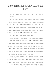 在公司党委理论学习中心组扩大会议上的发言材料
