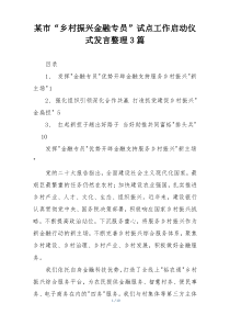 某市“乡村振兴金融专员”试点工作启动仪式发言整理3篇