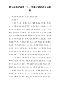 某支部书记观看二十大开幕式观后感发言材料
