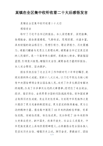 某镇在全区集中收听收看二十大后感悟发言