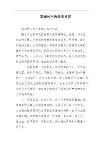 某镇长当选表态发言