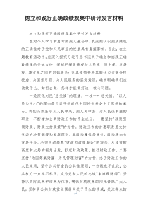 树立和践行正确政绩观集中研讨发言材料