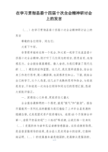 在学习贯彻县委十四届十次全会精神研讨会上的发言