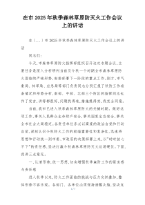 在市2025年秋季森林草原防灭火工作会议上的讲话