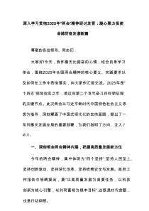 深入学习贯彻2025年“两会”精神研讨发言：凝心聚力担使命踔厉奋发谱新篇