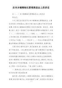 在市乡镇精细化管理推进会上的讲话