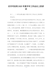 在市司法局2025年度半年工作会议上的讲话