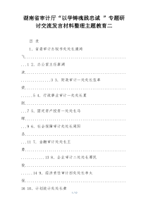 湖南省审计厅“以学铸魂践忠诚 ”专题研讨交流发言材料整理主题教育二