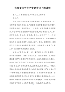 在市委安全生产专题会议上的讲话