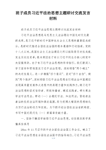 班子成员习近平法治思想主题研讨交流发言材料