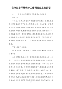 在市生态环境保护工作调度会上的讲话