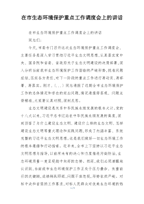 在市生态环境保护重点工作调度会上的讲话