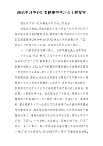 理论学习中心组专题集中学习会上的发言