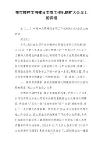 在市精神文明建设专项工作机制扩大会议上的讲话