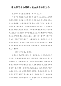 理论学习中心组研讨发言关于审计工作