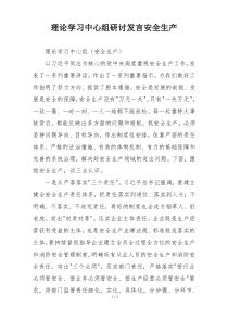 理论学习中心组研讨发言安全生产