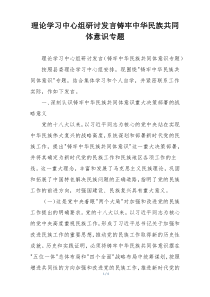 理论学习中心组研讨发言铸牢中华民族共同体意识专题