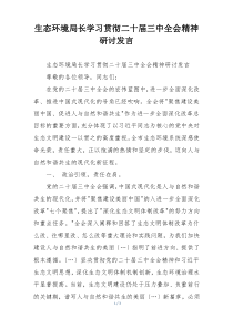 生态环境局长学习贯彻二十届三中全会精神研讨发言