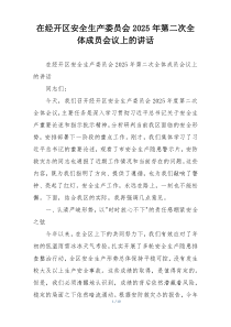 在经开区安全生产委员会2025年第二次全体成员会议上的讲话