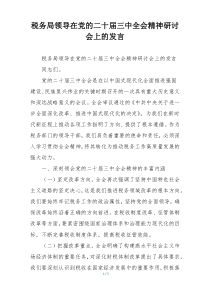 税务局领导在党的二十届三中全会精神研讨会上的发言