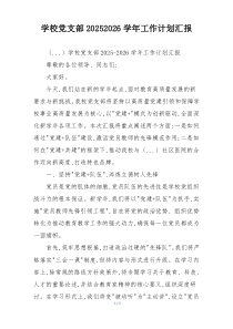 学校党支部20252026学年工作计划汇报