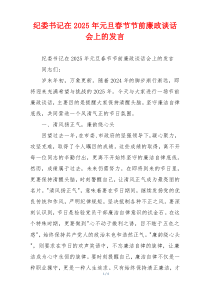 纪委书记在2025年元旦春节节前廉政谈话会上的发言