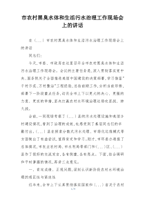 市农村黑臭水体和生活污水治理工作现场会上的讲话