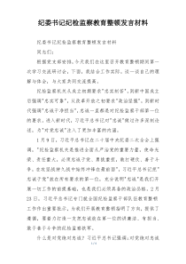 纪委书记纪检监察教育整顿发言材料