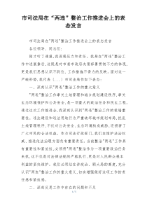 市司法局在“两违”整治工作推进会上的表态发言