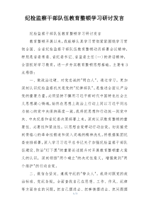 纪检监察干部队伍教育整顿学习研讨发言