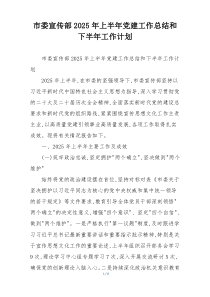 市委宣传部2025年上半年党建工作总结和下半年工作计划