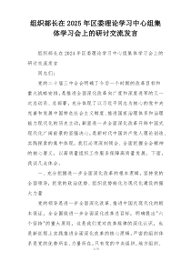 组织部长在2025年区委理论学习中心组集体学习会上的研讨交流发言