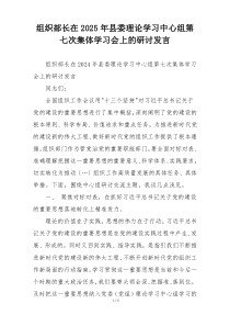 组织部长在2025年县委理论学习中心组第七次集体学习会上的研讨发言