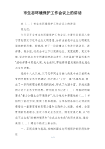 市生态环境保护工作会议上的讲话
