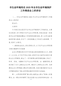 市生态环境局在2025年全市生态环境保护工作推进会上的讲话