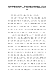 组织部长在组织工作重点任务推进会上的发言