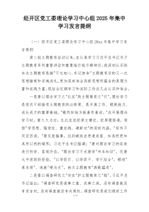 经开区党工委理论学习中心组2025年集中学习发言提纲
