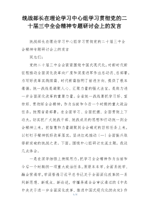 统战部长在理论学习中心组学习贯彻党的二十届三中全会精神专题研讨会上的发言