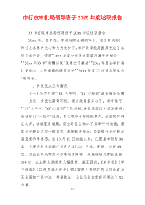 市行政审批局领导班子2025年度述职报告