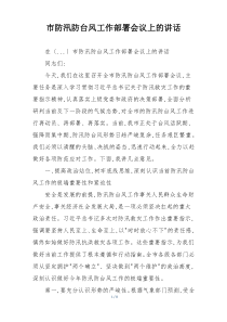 市防汛防台风工作部署会议上的讲话