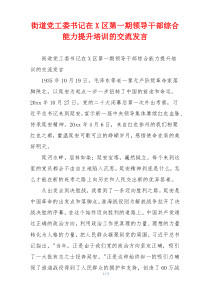 街道党工委书记在X区第一期领导干部综合能力提升培训的交流发言