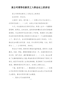 某公司领导在新员工入职会议上的讲话
