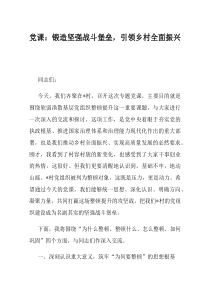 党课锻造坚强战斗堡垒引领乡村全面振兴