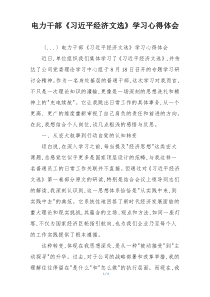 电力干部《习近平经济文选》学习心得体会