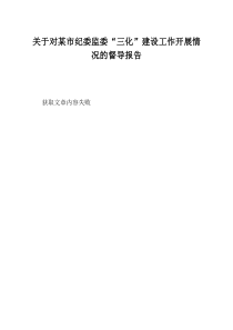 关于对某市纪委监委三化建设工作开展情况的督导报告