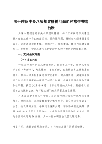 关于违反作风规定问题的经常性整治台账
