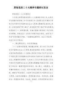 贯彻党的二十大精神专题研讨发言