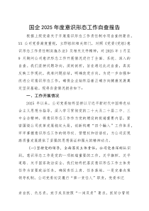国企2025年度意识形态工作自查报告